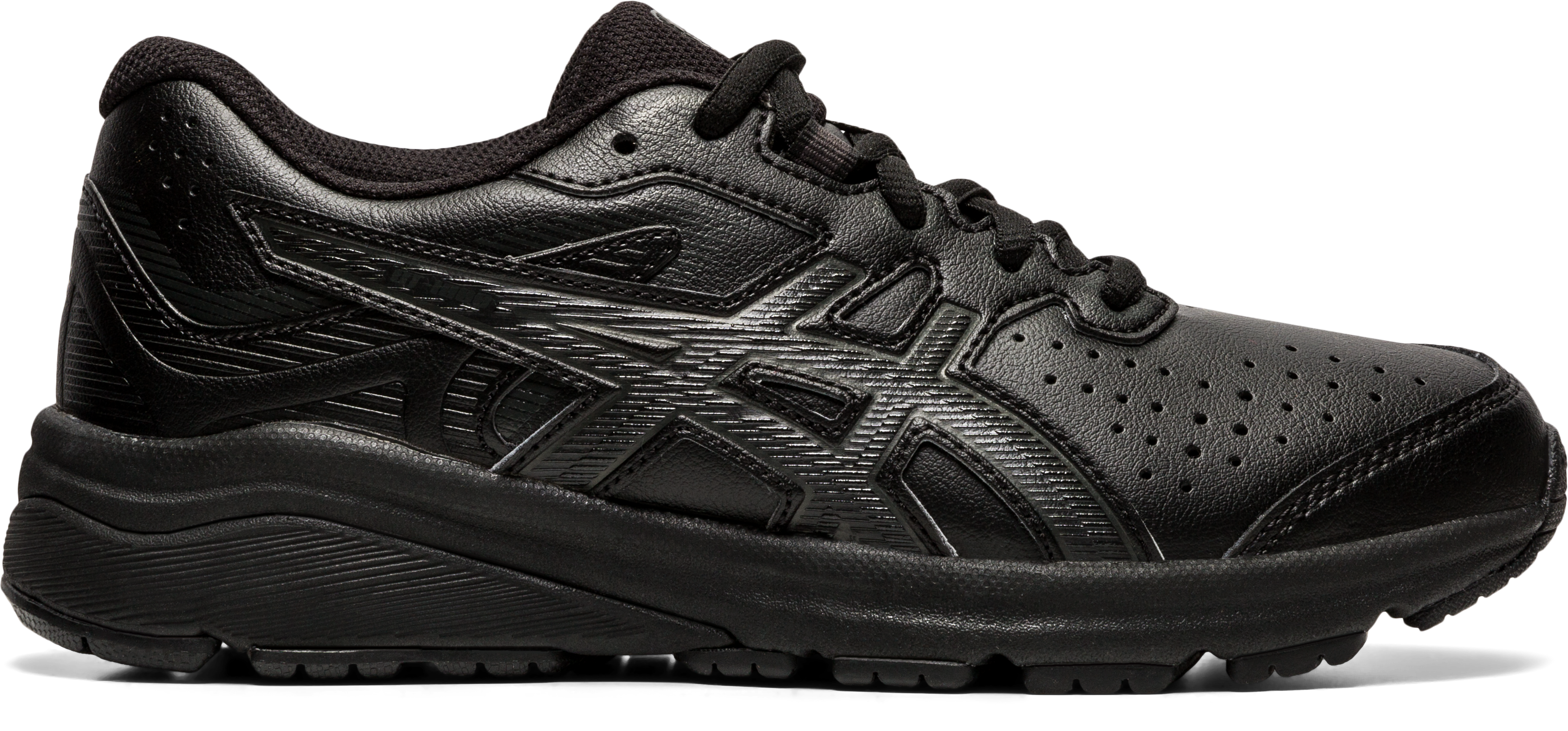 Asics black sale leather school shoes